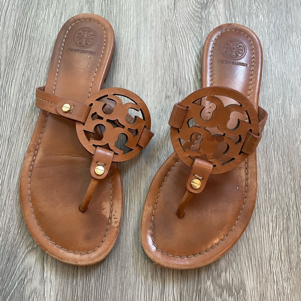 Tory Burch Miller Leather Sandals 🤎 EUC Size 7